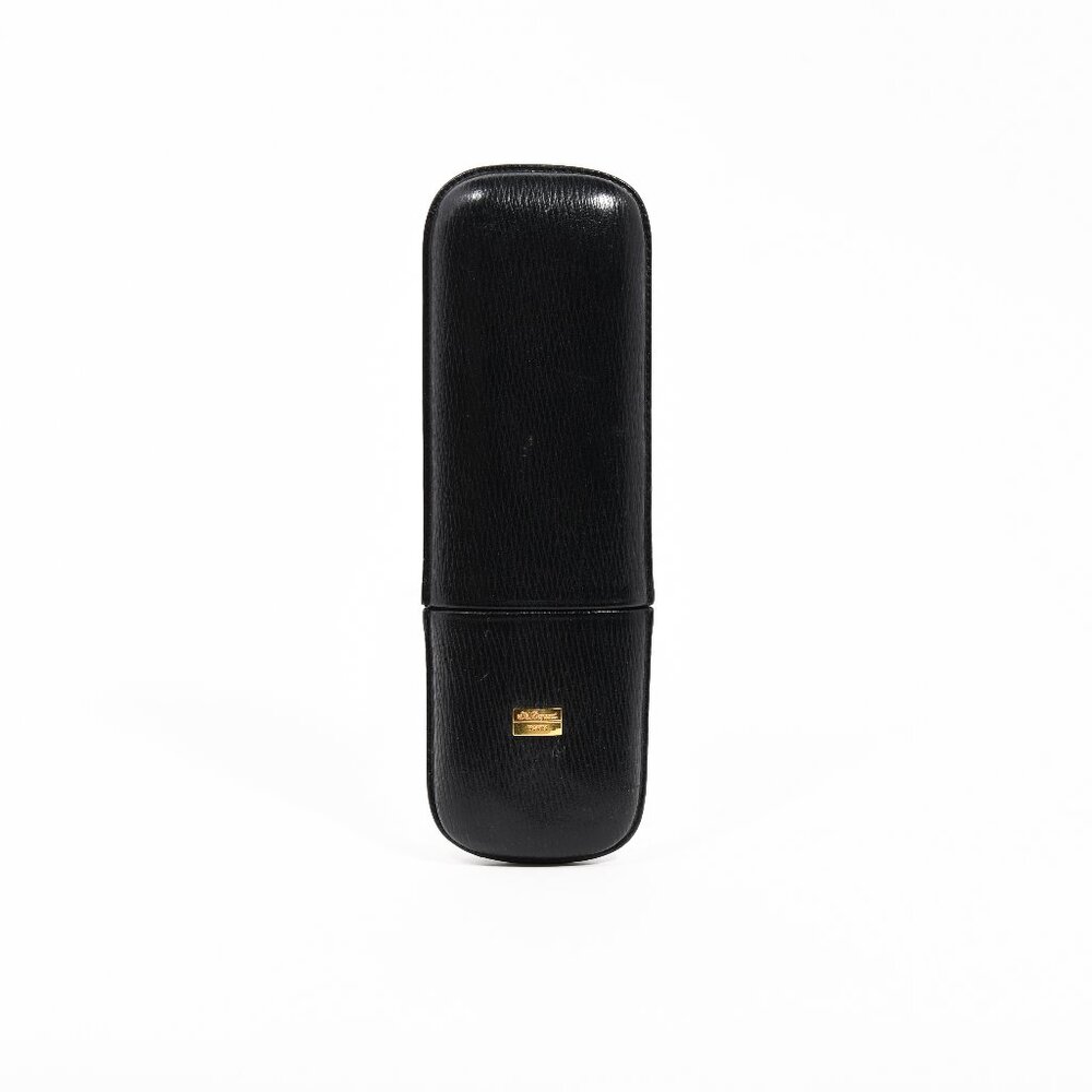 S.T. Dupont Black Leather 2-Cigar Case Made in Spain – Excellent Condition